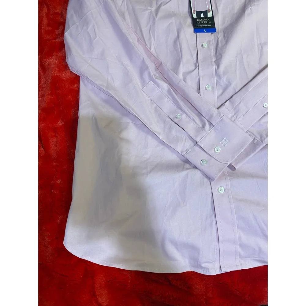 Banana Republic‎ Slim Fit Stretch Poplin Shirt Mens Large Pink Long Sleeve NWT